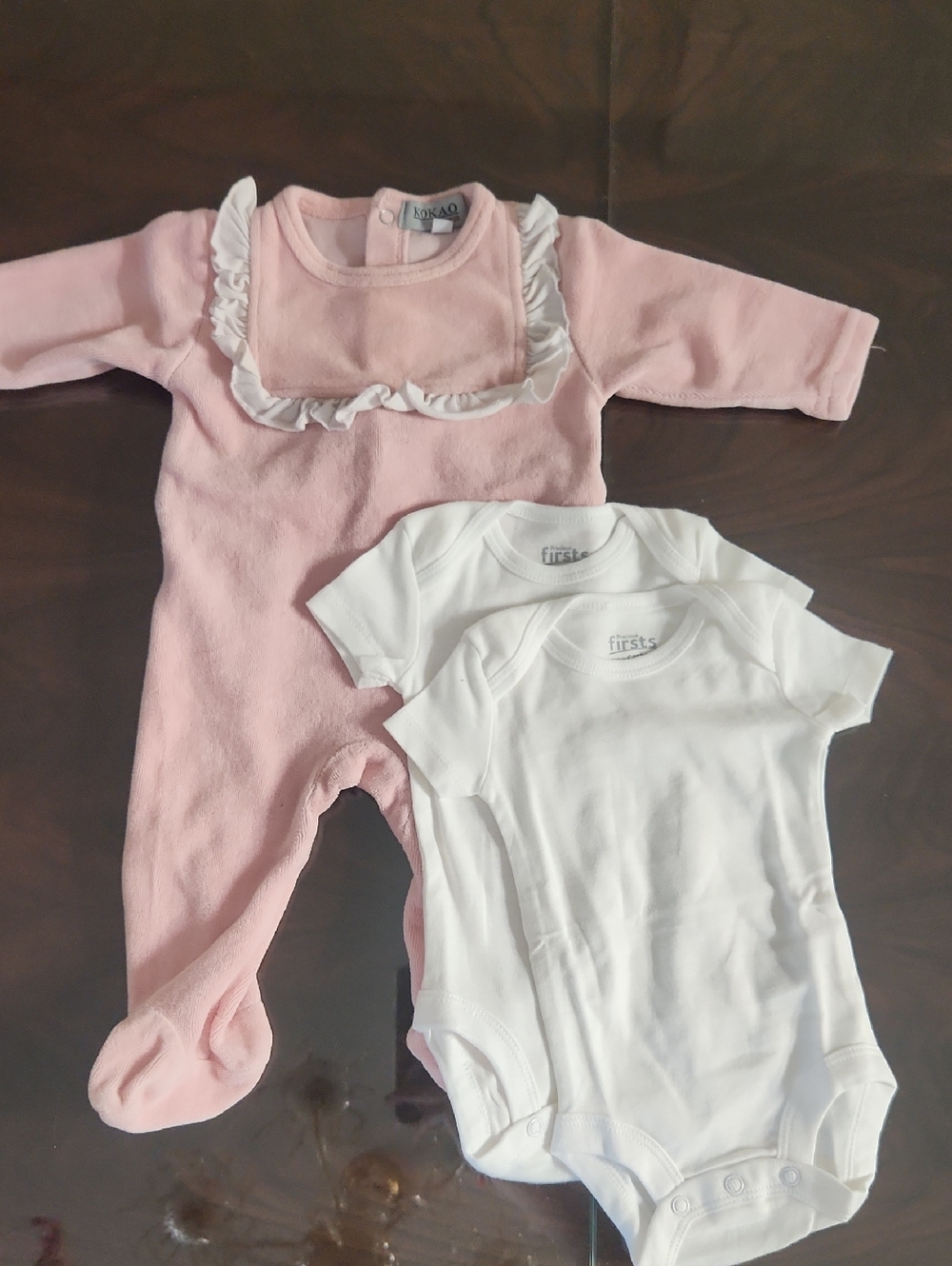 Pink Footed One-Piece with White Short-Sleeve Bodysuits. **BUNDLE**